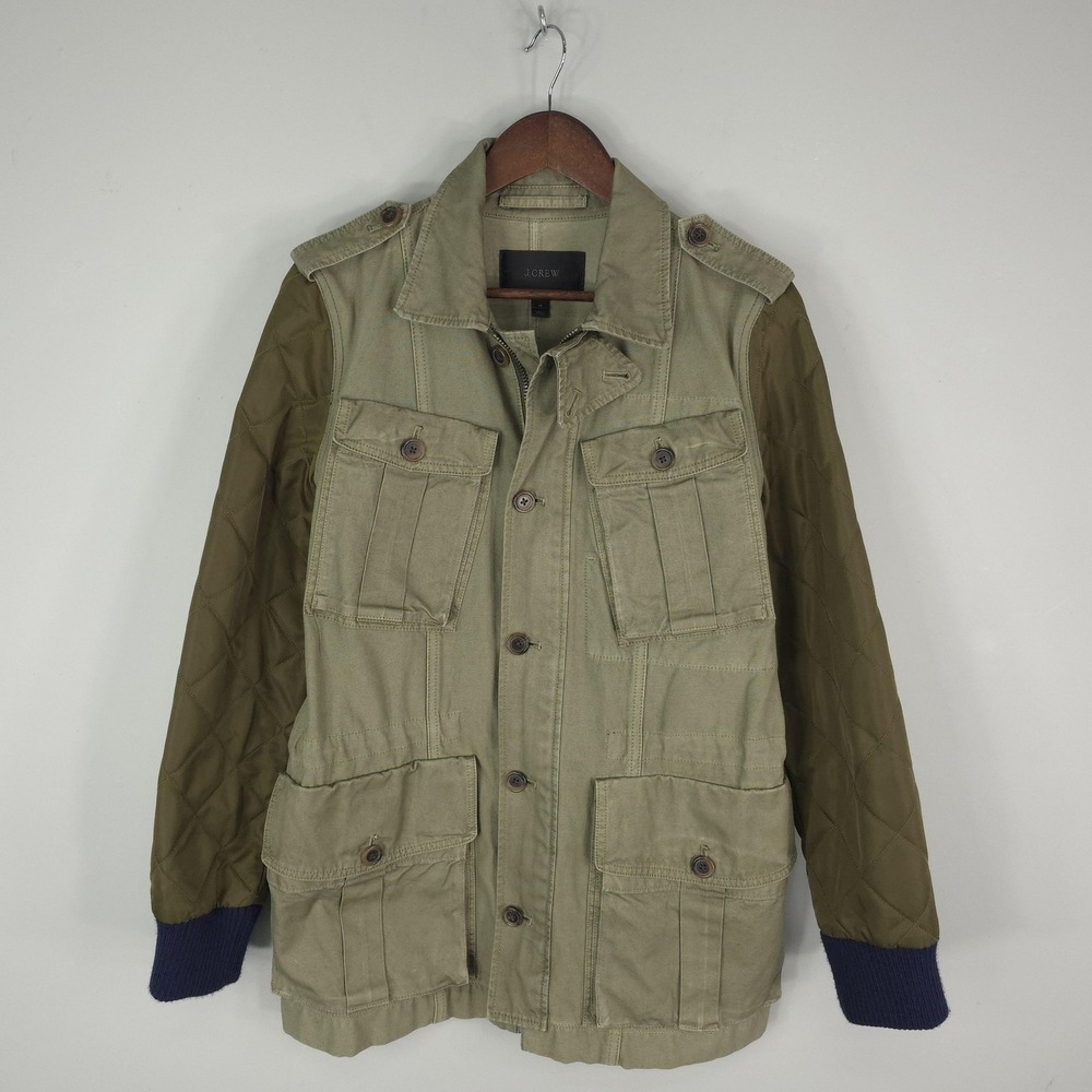 J‎ Crew Jacket Womens Medium Green Olive Boyfriend Fatigue Field Coat Military